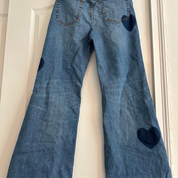 Johnny Was Blue Flare Jeans with Heart Accents - Picture 2 of 2
